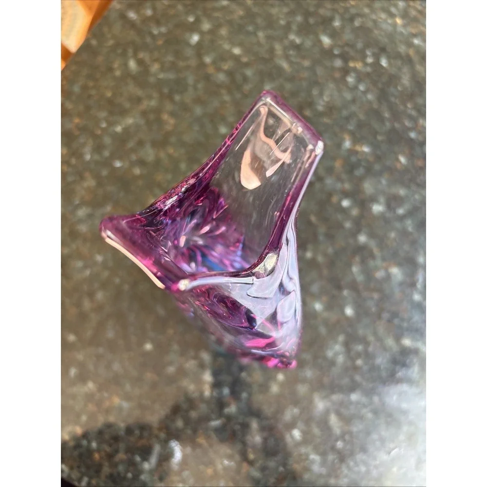 VTG Czech Purple & Teal Glass Vase Miroslav Klinger Zelezny Brod Sklo ZBS 1960s